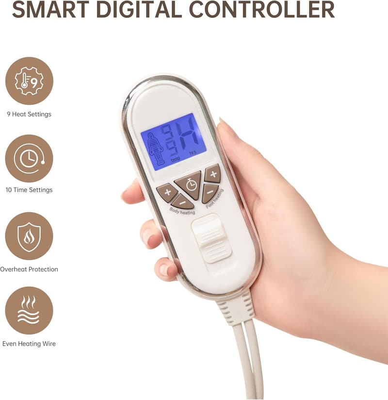 Twin XL Electric Heated Mattress Pad with 9 Heat Settings