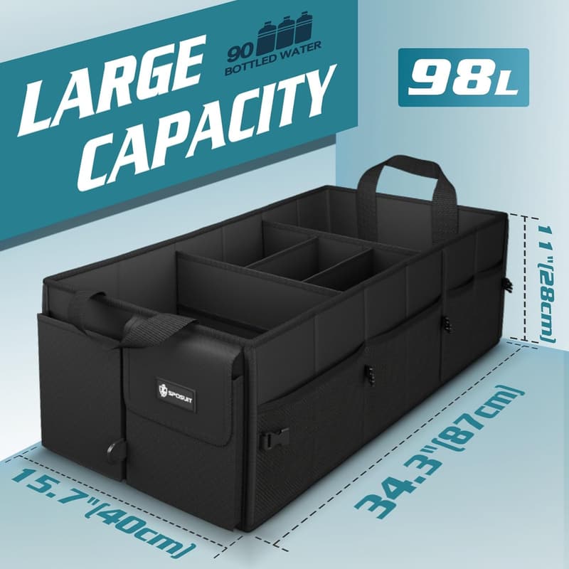 Extra Large Collapsible Car Trunk Organizer with Dividers