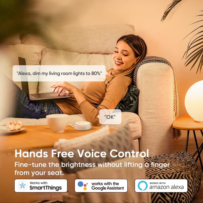 Smart Dimmer Switch for Dimmable Bulbs – Works with Alexa & Google Home