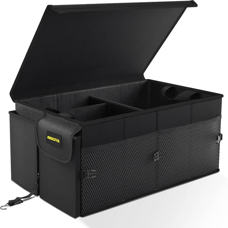Collapsible Car Trunk Organizer - 65L with Lid and Adjustable Straps
