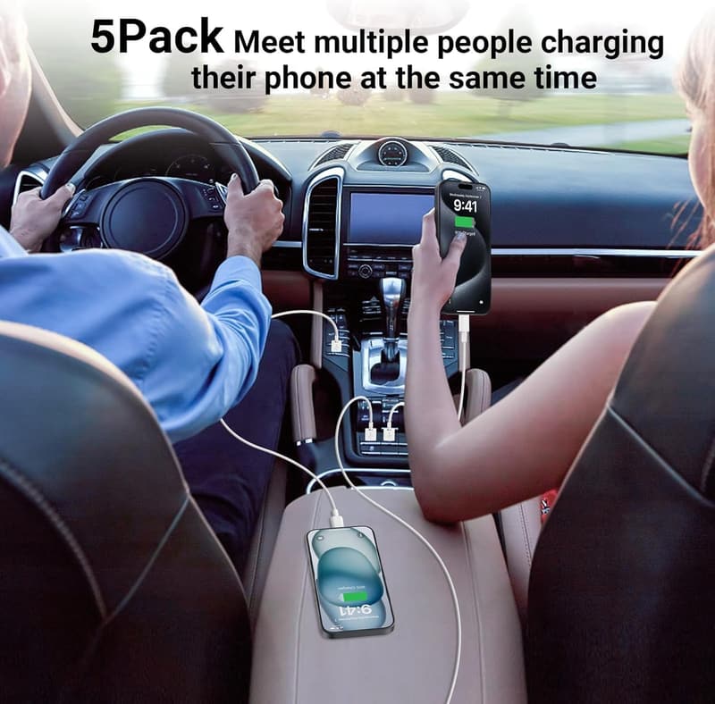 5-Pack USB-C Fast Charging Cable Set for iPhone & iPad