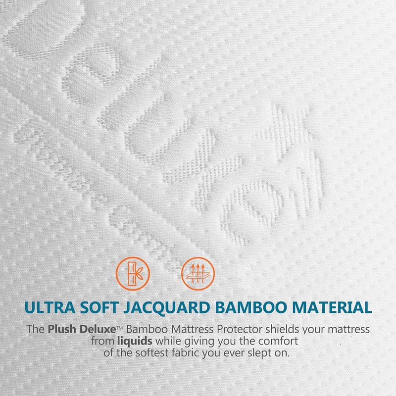 Premium Waterproof Bamboo Mattress Protector - King Size, Ultra Soft