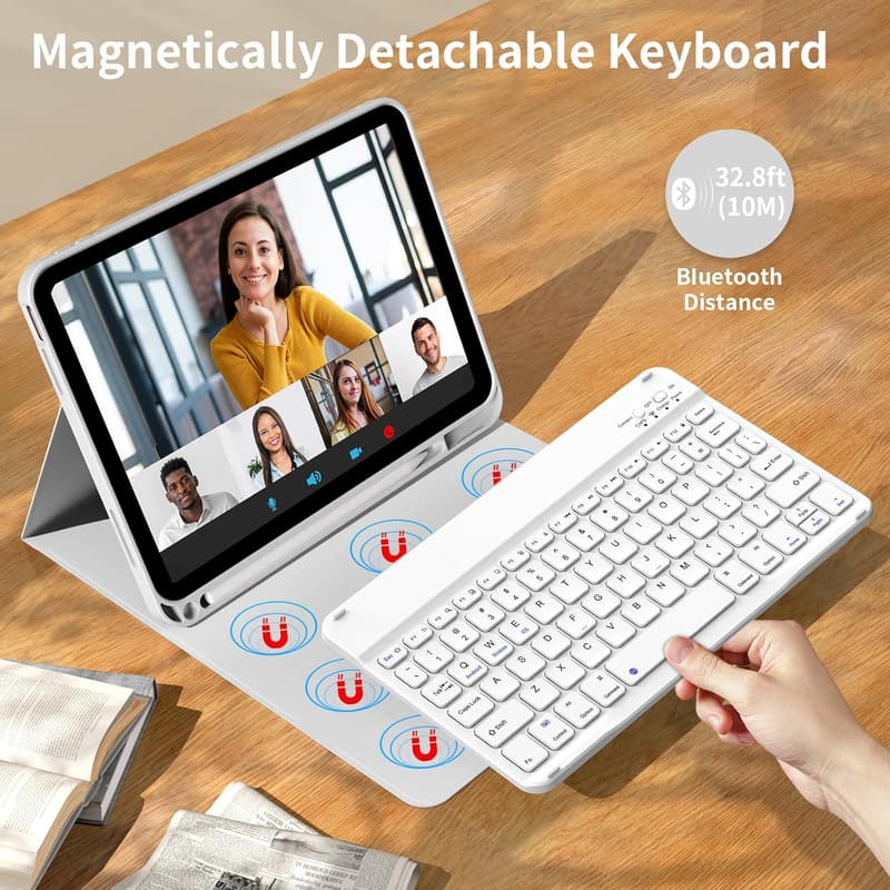 Detachable Bluetooth Keyboard Case for iPad 11/10th Gen