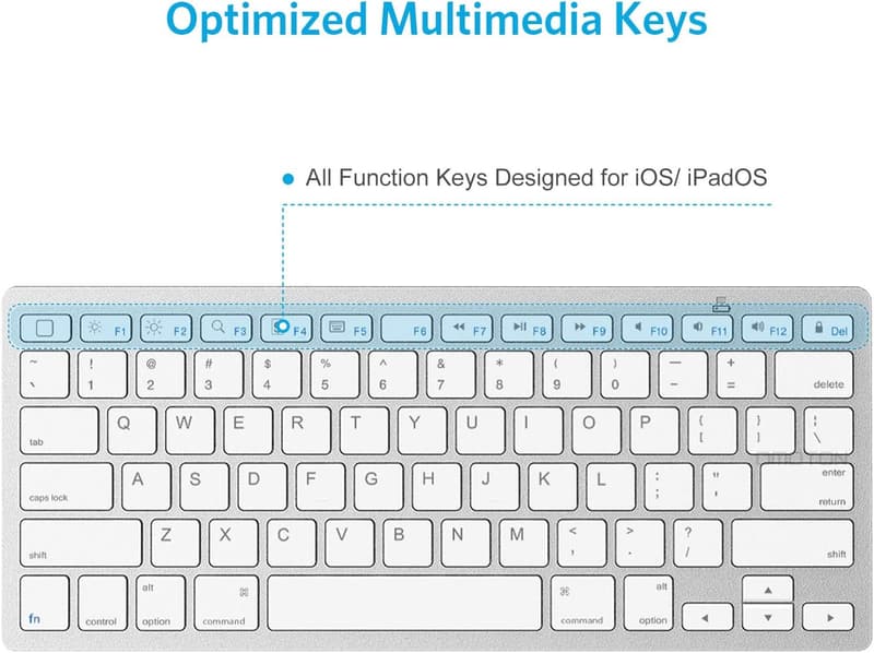 Bluetooth Keyboard for iPad 10th Gen & Other Bluetooth Devices - White