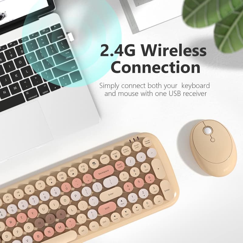 Retro Wireless Typewriter Keyboard and Mouse Combo for PC