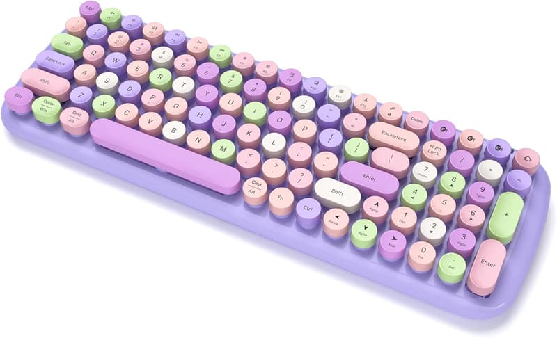 Bluetooth Retro Typewriter Keyboard for iPad & Laptop - Purple