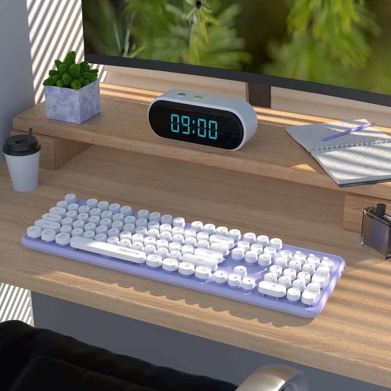 Colorful Retro Typewriter Wireless Keyboard for Multi-Device Use