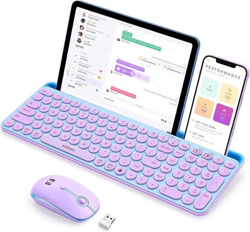 Multi-Device Bluetooth Keyboard and Mouse Set for iPad/Tablet