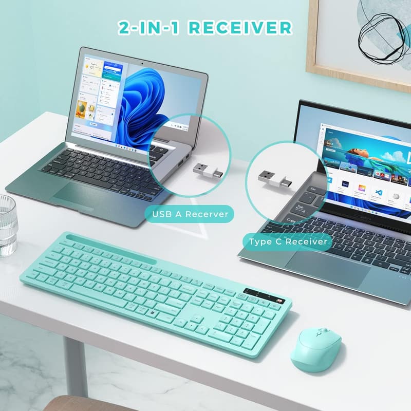 Teal Wireless Keyboard and Mouse Combo for Mac & PC