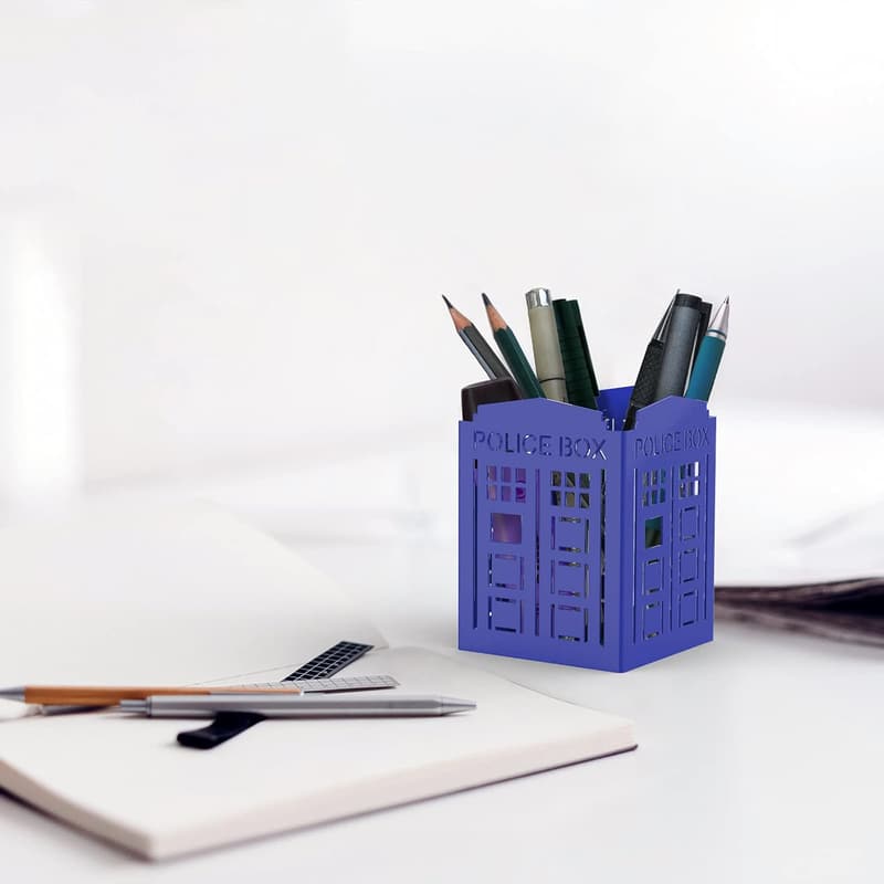 Blue Police Box Makeup Brush & Pen Holder Organizer