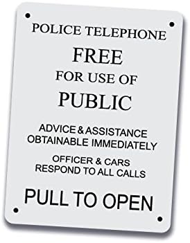 Vintage Police Telephone Box Sign - Public Call Box Decor