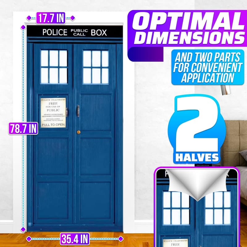 Vintage Telephone Booth Door Wallpaper Stickers - 3D Removable Wall Decor