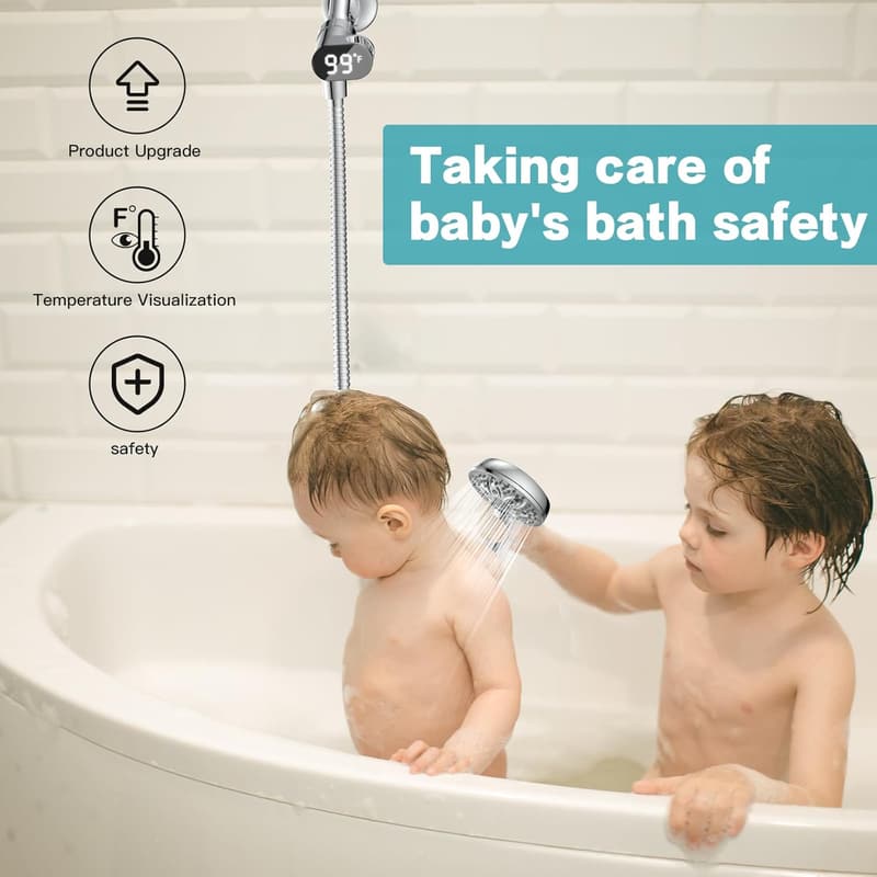 High-Pressure Handheld Shower Head with LED Temperature Display