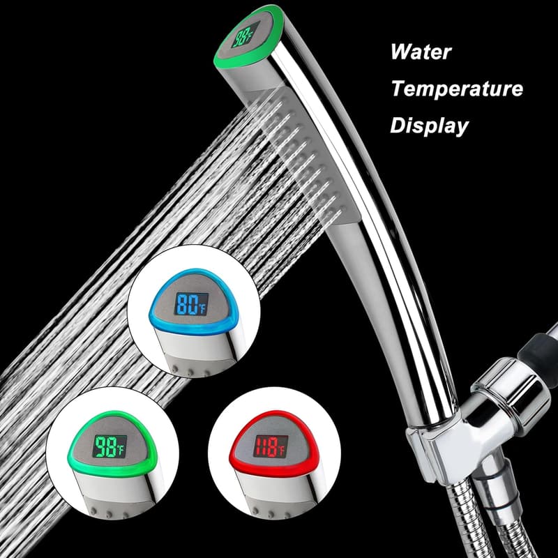 Handheld Shower Head with LED Thermometer & 79