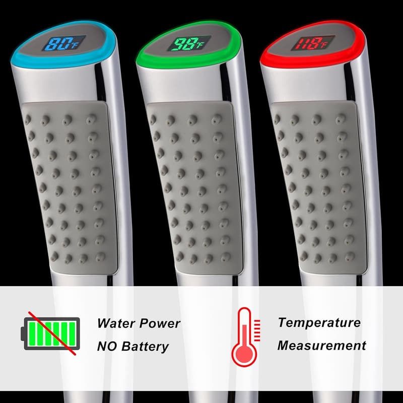Handheld Shower Head with LED Thermometer & 79