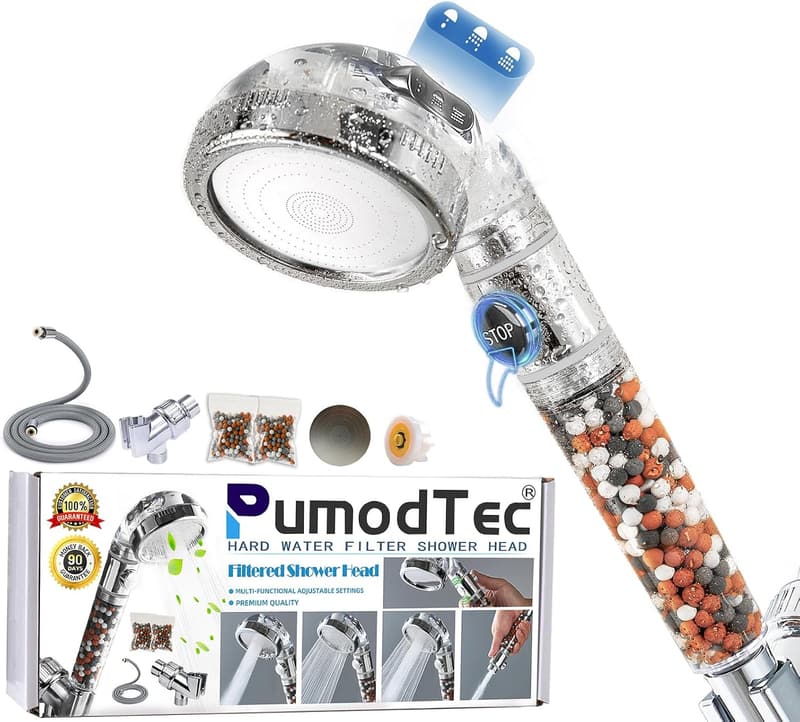 High-Pressure Handheld Shower Head with Filters for Hard Water