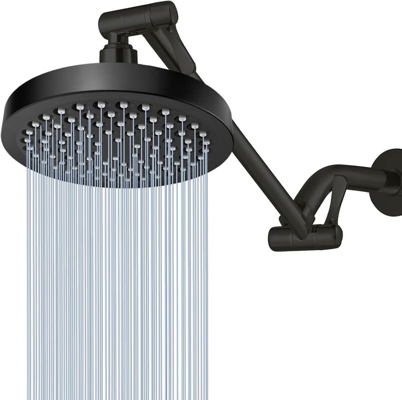 Luxury Matte Black Rain Shower Head with 11'' Extension Arm