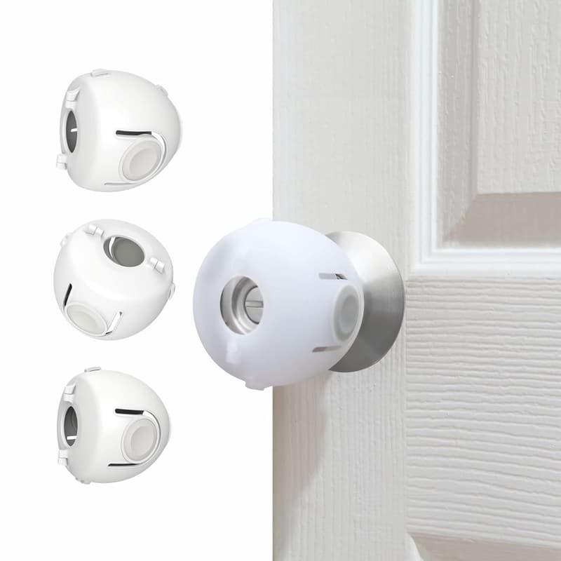 Baby Proof Door Knob Covers - 4 Pack Safety Locks for Toddlers