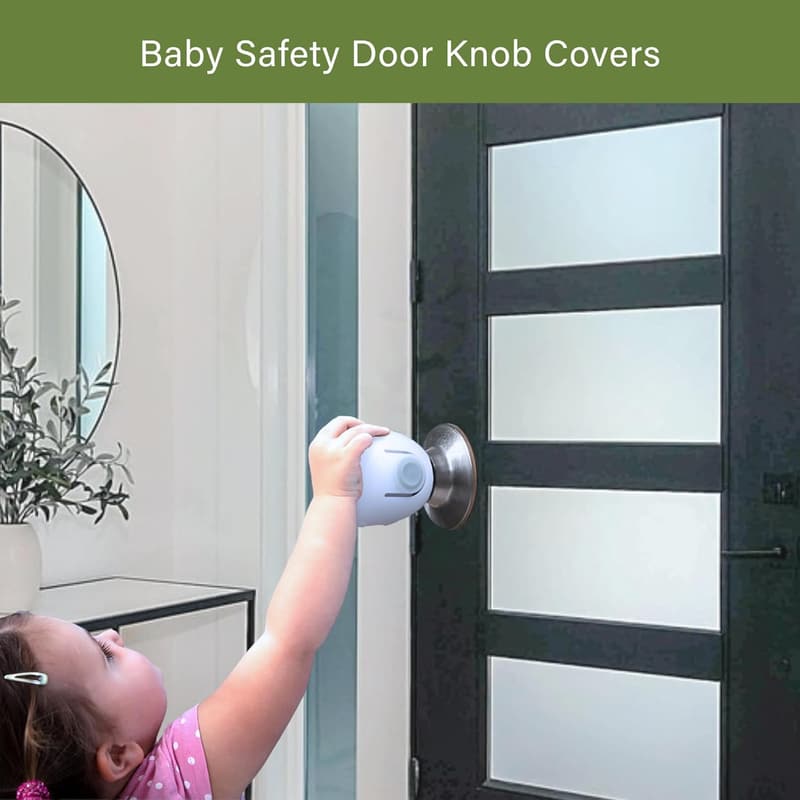 Baby Proof Door Knob Covers - 4 Pack Safety Locks for Toddlers
