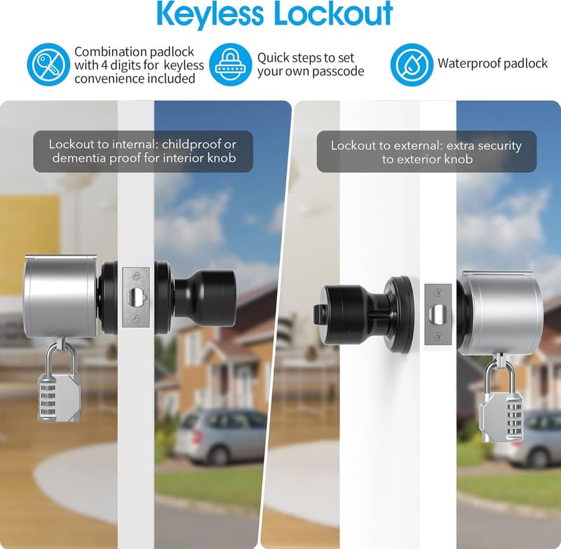 Childproof Door Knob Lockout Device with Passcode Padlock