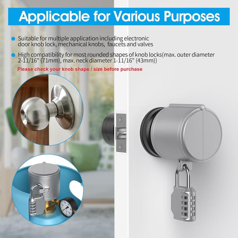 Childproof Door Knob Lockout Device with Passcode Padlock