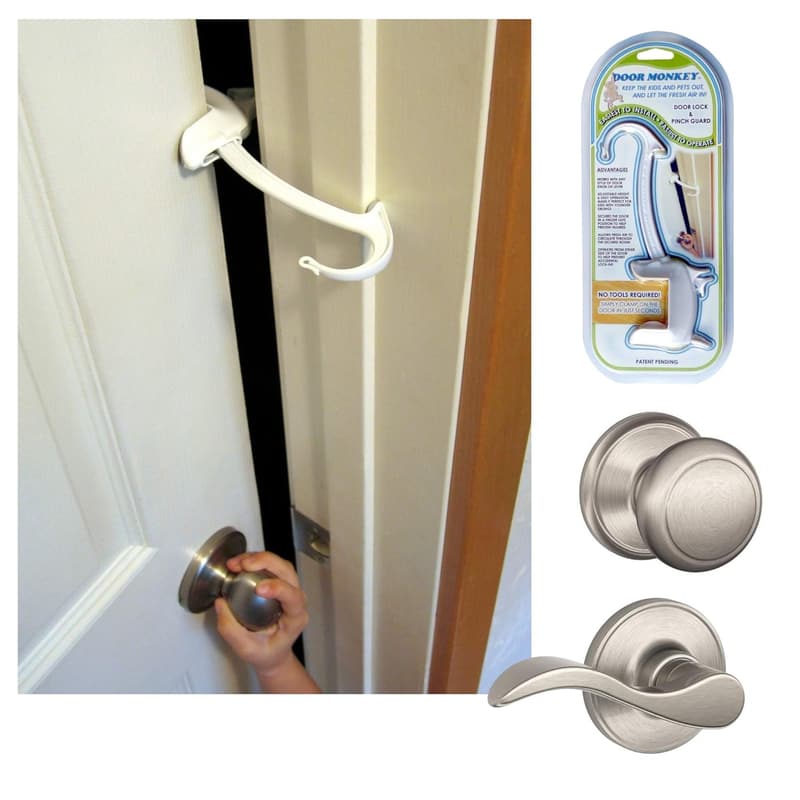 Child Safety Door Lock & Pinch Guard - Easy No-Tool Installation