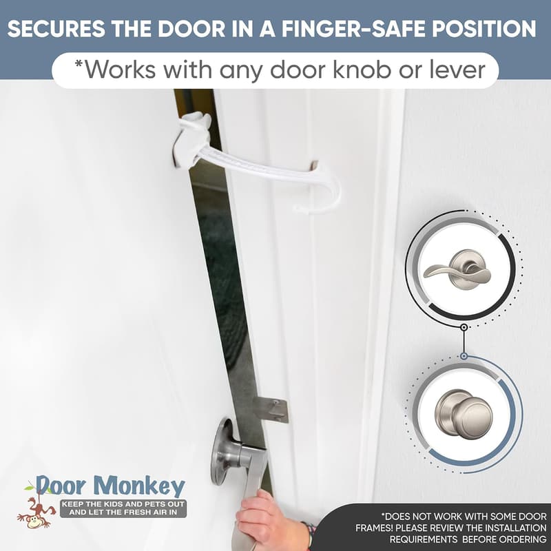 Child Safety Door Lock & Pinch Guard - Easy No-Tool Installation