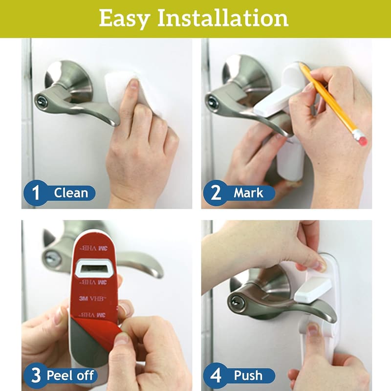 Toddler Safety Door Lever Lock (2 Pack) - Easy One-Hand Install