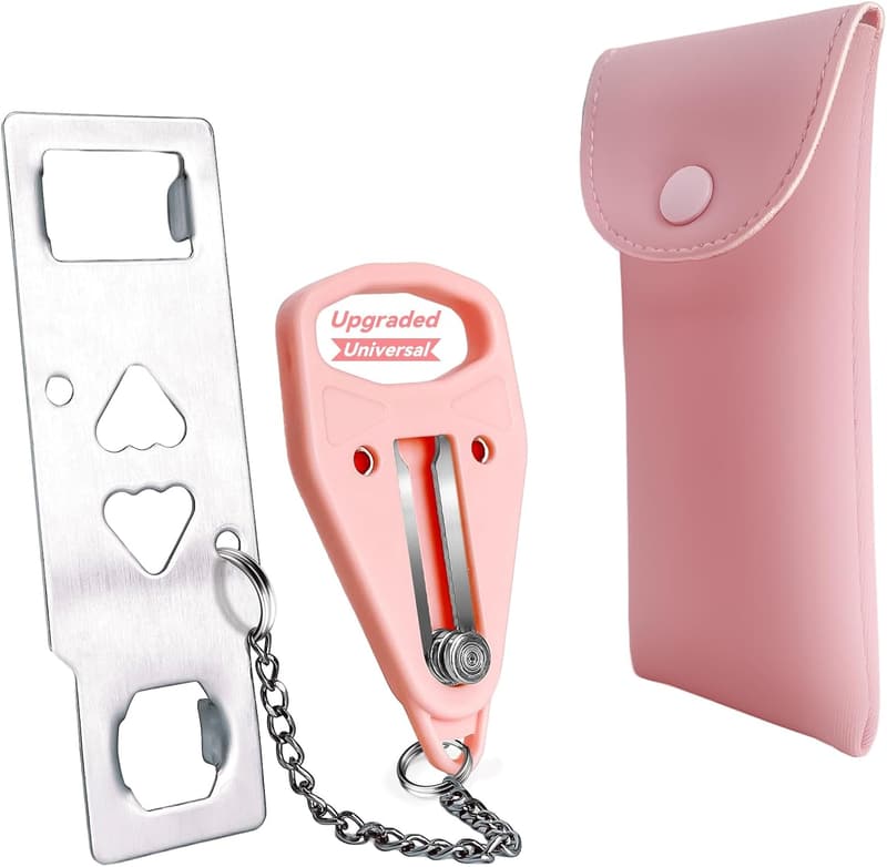 Portable Door Lock for Travel & Home Security - Pink