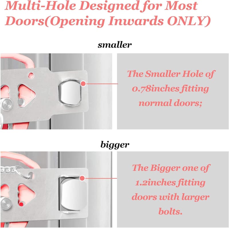 Portable Door Lock for Travel & Home Security - Pink