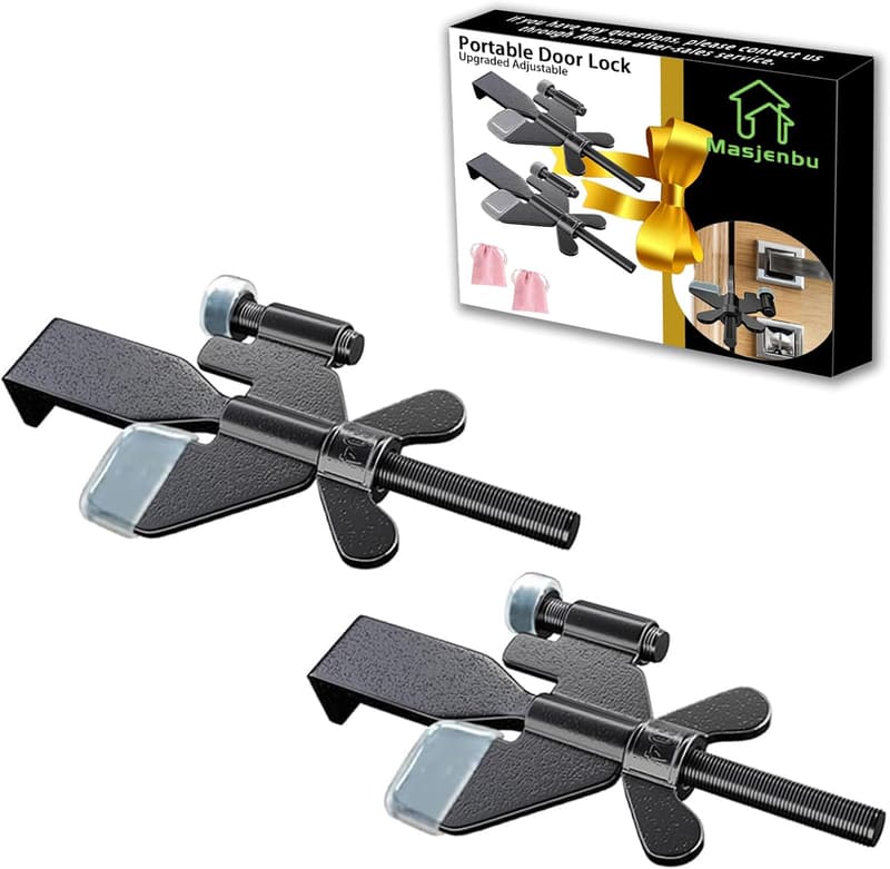 Portable Door Lock Set for Travelers - Adjustable Security Locks