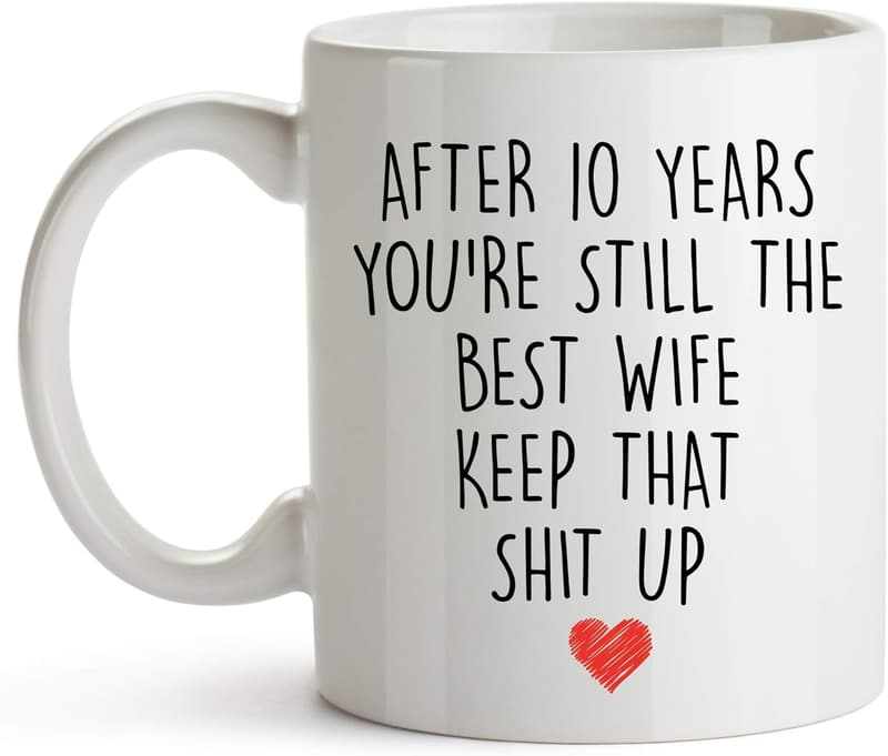 10th Anniversary Coffee Mug for Couples - 11 Oz.
