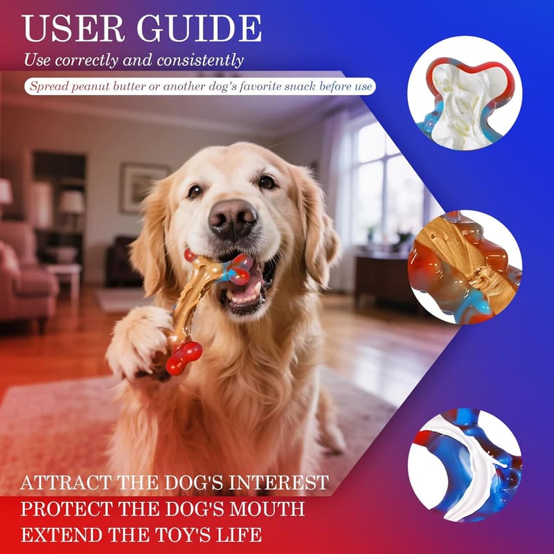 Indestructible Dog Chew Toys for Aggressive Chewers - Bacon Flavor