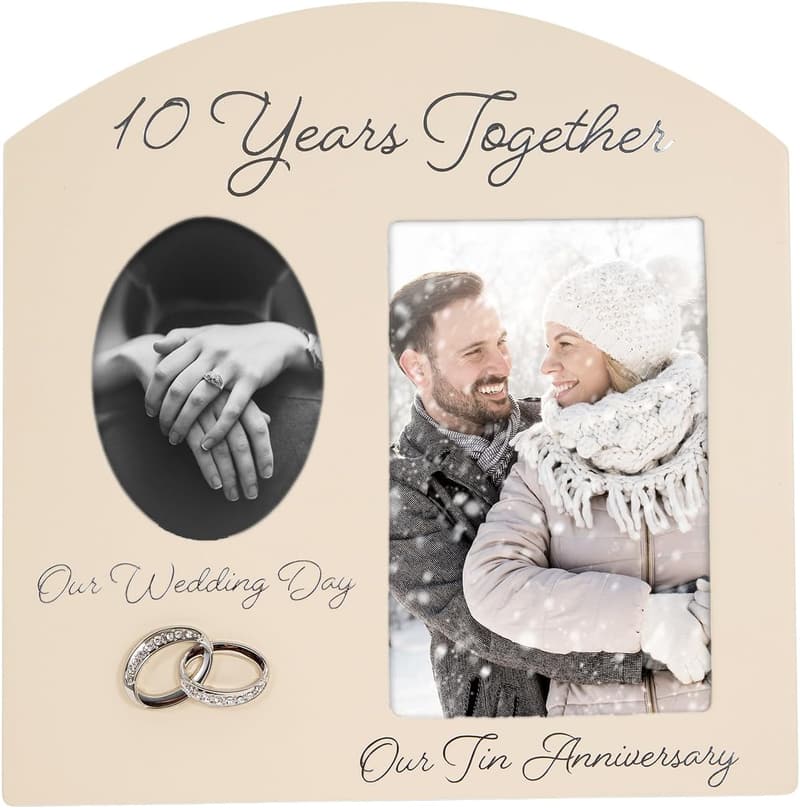 10th Anniversary Picture Frame with Silver Rings