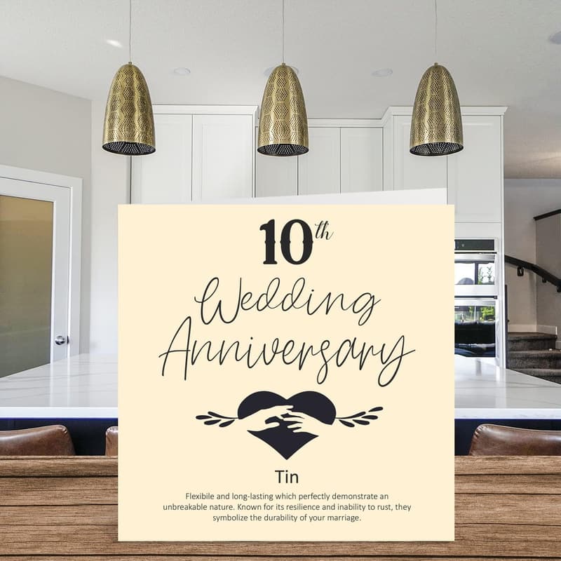 10th Anniversary Tin Card for Couples, 5.7 x 5.7 Inch