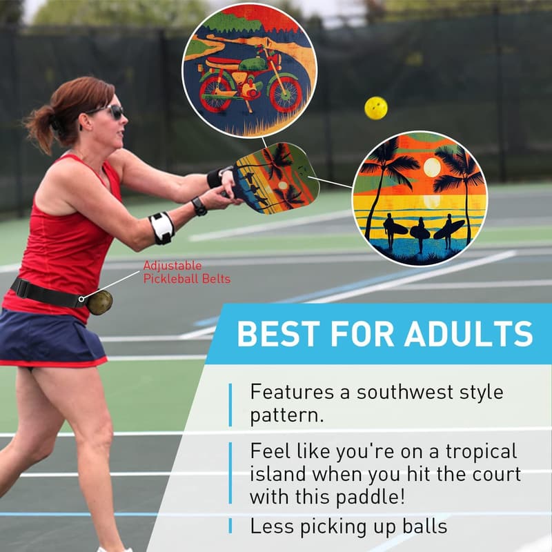 Pickleball Set for Beginners: 4 Basswood Paddles, 4 Balls, Carry Bag