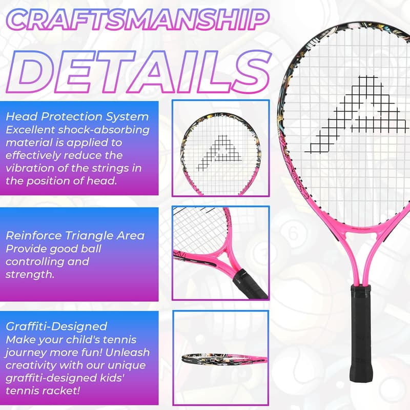 Kids Tennis Racket Starter Kit with Shoulder Strap Bag