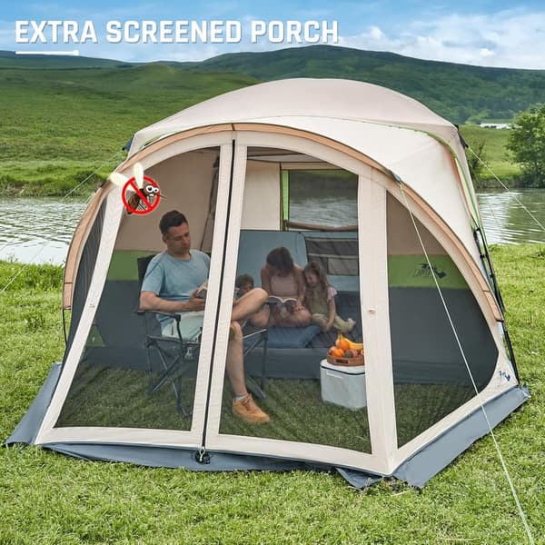 6-Person Weatherproof Camping Tent with Screen Porch