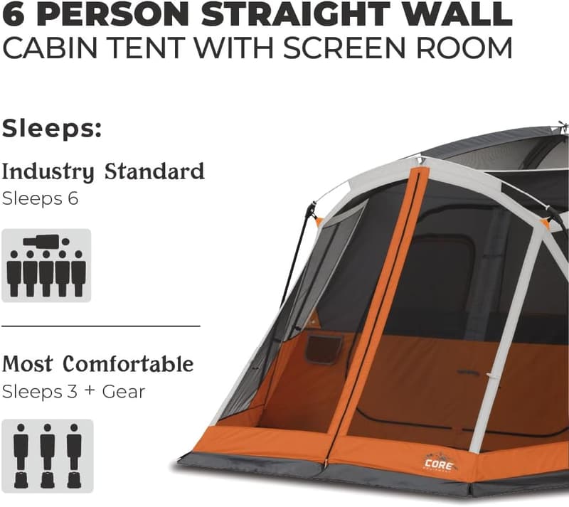 Family Camping Tent | Portable 4- & 6-Person with Gear Loft Organizer