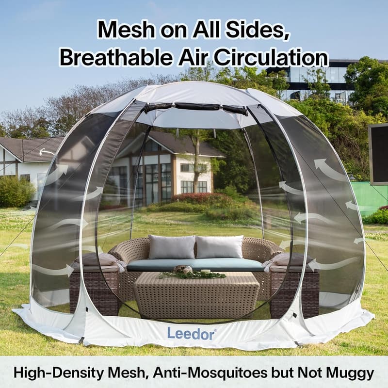 6-10 Person Outdoor Pop-Up Screen Tent with UV Protection
