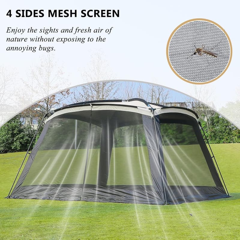 11x11 Ft Waterproof Screen House Tent Canopy for Camping & Beach