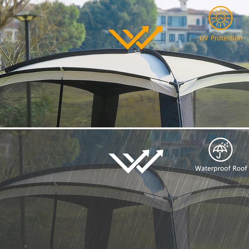 11x11 Ft Waterproof Screen House Tent Canopy for Camping & Beach