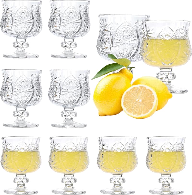 Stemmed Cordial Glasses Set of 8 - Perfect for Home Bar & Gifts