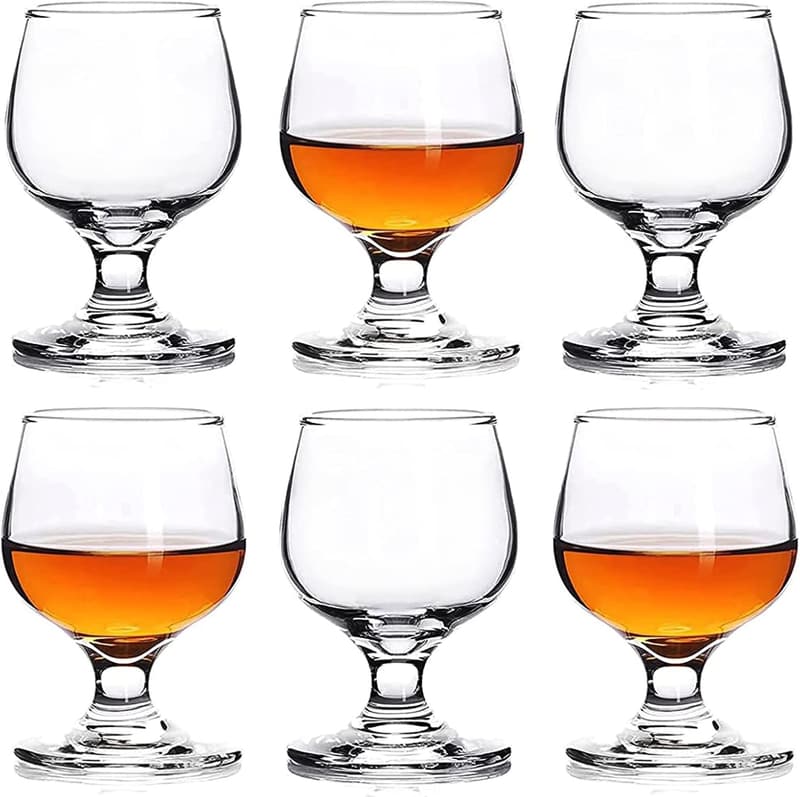 8.8oz Clear Shot Glasses - 6pc Set for Brandy Tasting