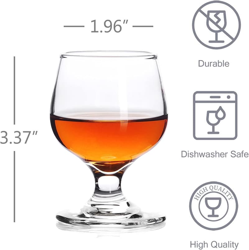Set of 6 Clear Glass Snifters for Tasting Brandy