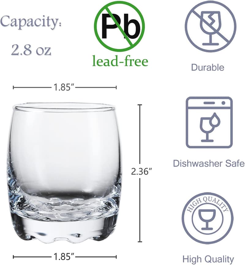 Clear Heavy Base Shot Glass Set of 6 - 2.8oz