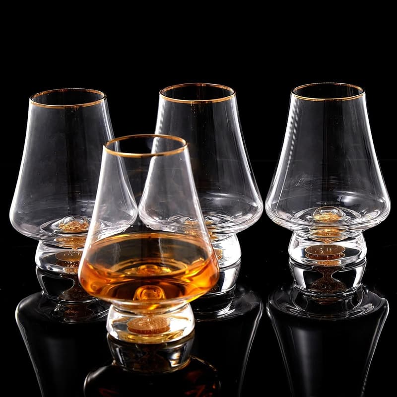 Luxury Crystal Snifter Glass Set with 24K Gold Flakes - 8 oz