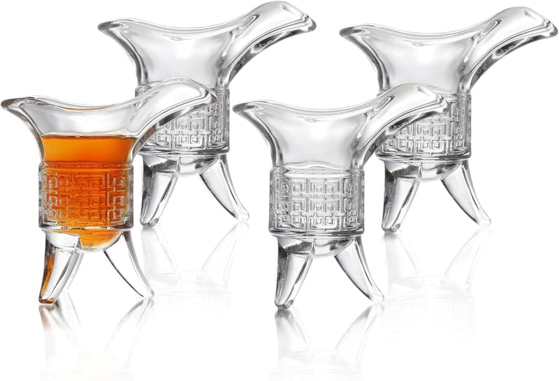 Retro Emperor Style Soju Shot Glasses - Set of 4 for Parties