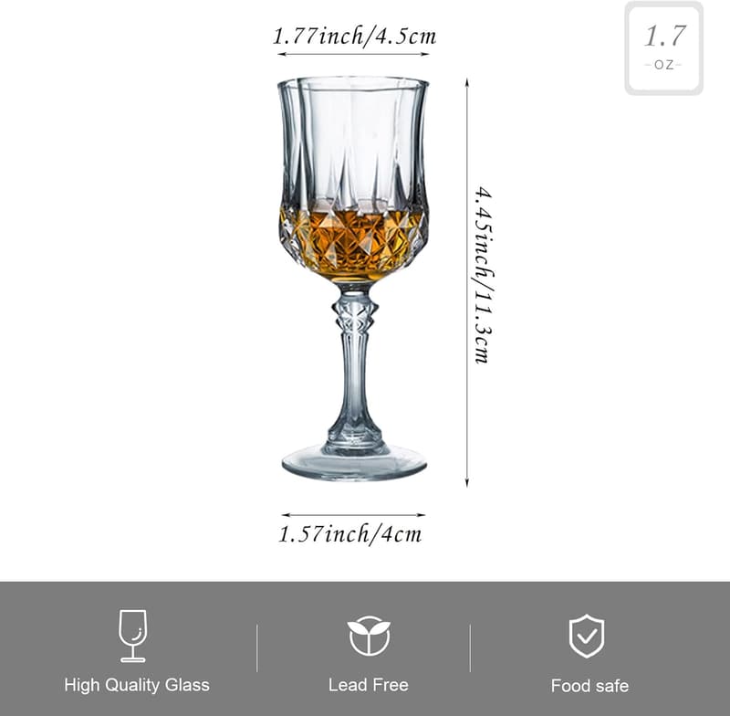 Set of 6 Stemmed Cordial Shot Glasses - 1.7oz/50ml