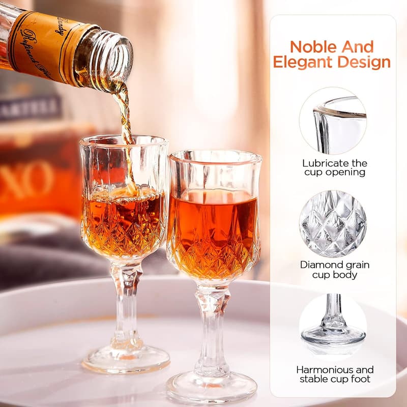 Set of 6 Stemmed Cordial Shot Glasses - 1.7oz/50ml